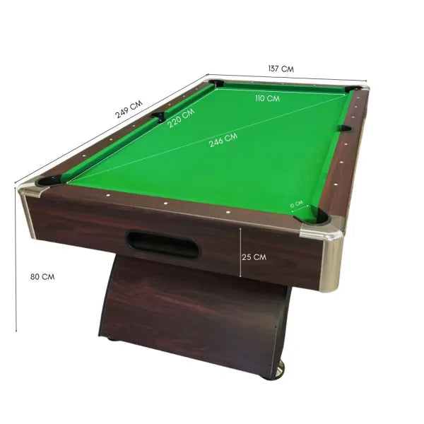 Billiard Table LEONIDA 8FT Green Cloth Chrome Frame Auto Ball Return 150kg Full Accessories Professional Home Game Room - View 7