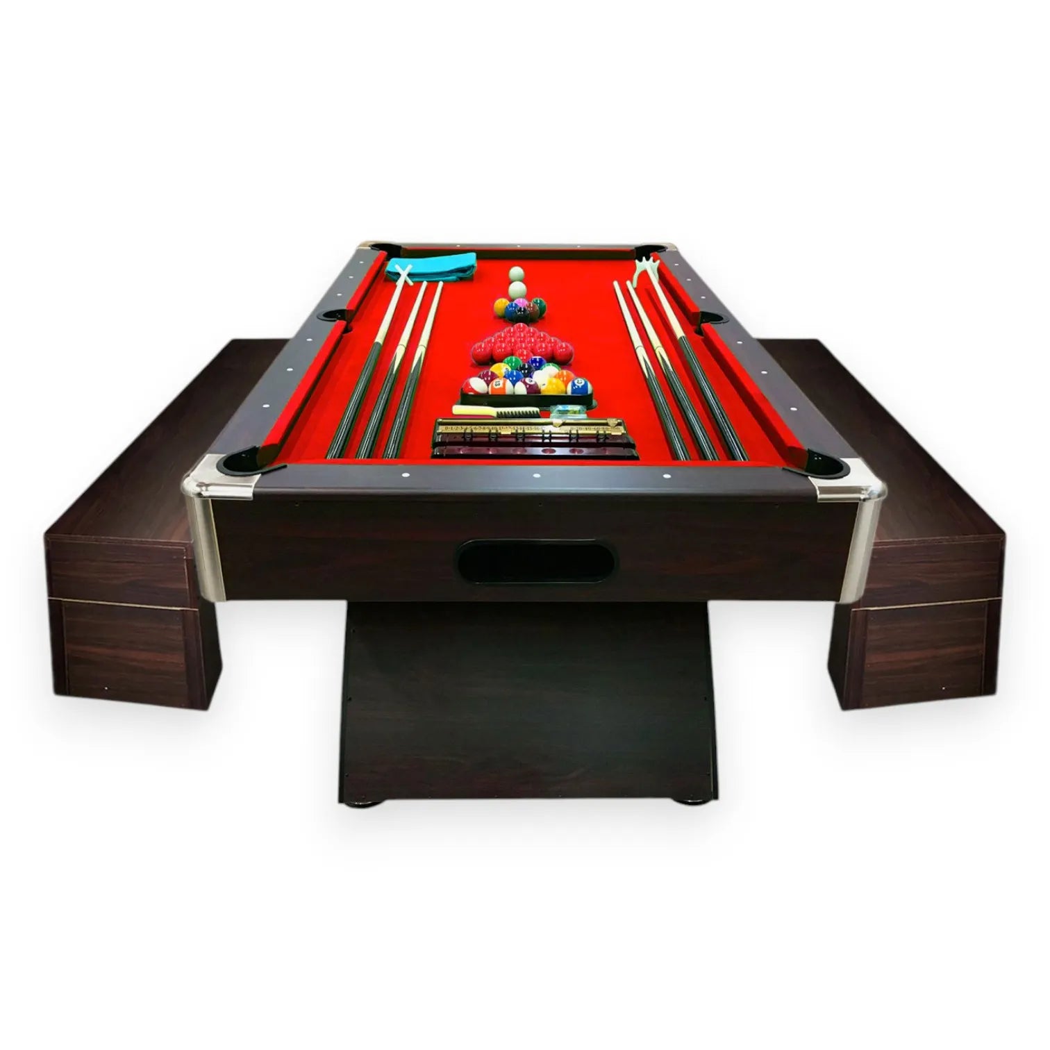 Billiard Table LEONIDA CAESAR 8FT with 2 Storage Benches Auto Ball Return 150kg Full Accessories Professional Game Room - View 2