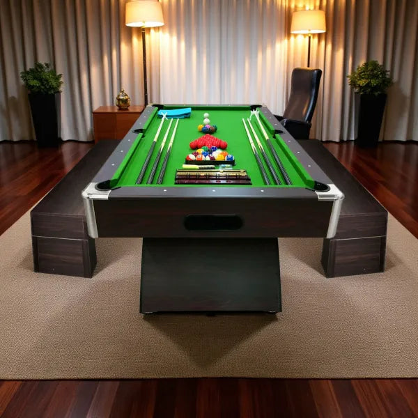 Billiard Table LEONIDA CAESAR 8FT with 2 Storage Benches Auto Ball Return 150kg Full Accessories Professional Game Room - View 3