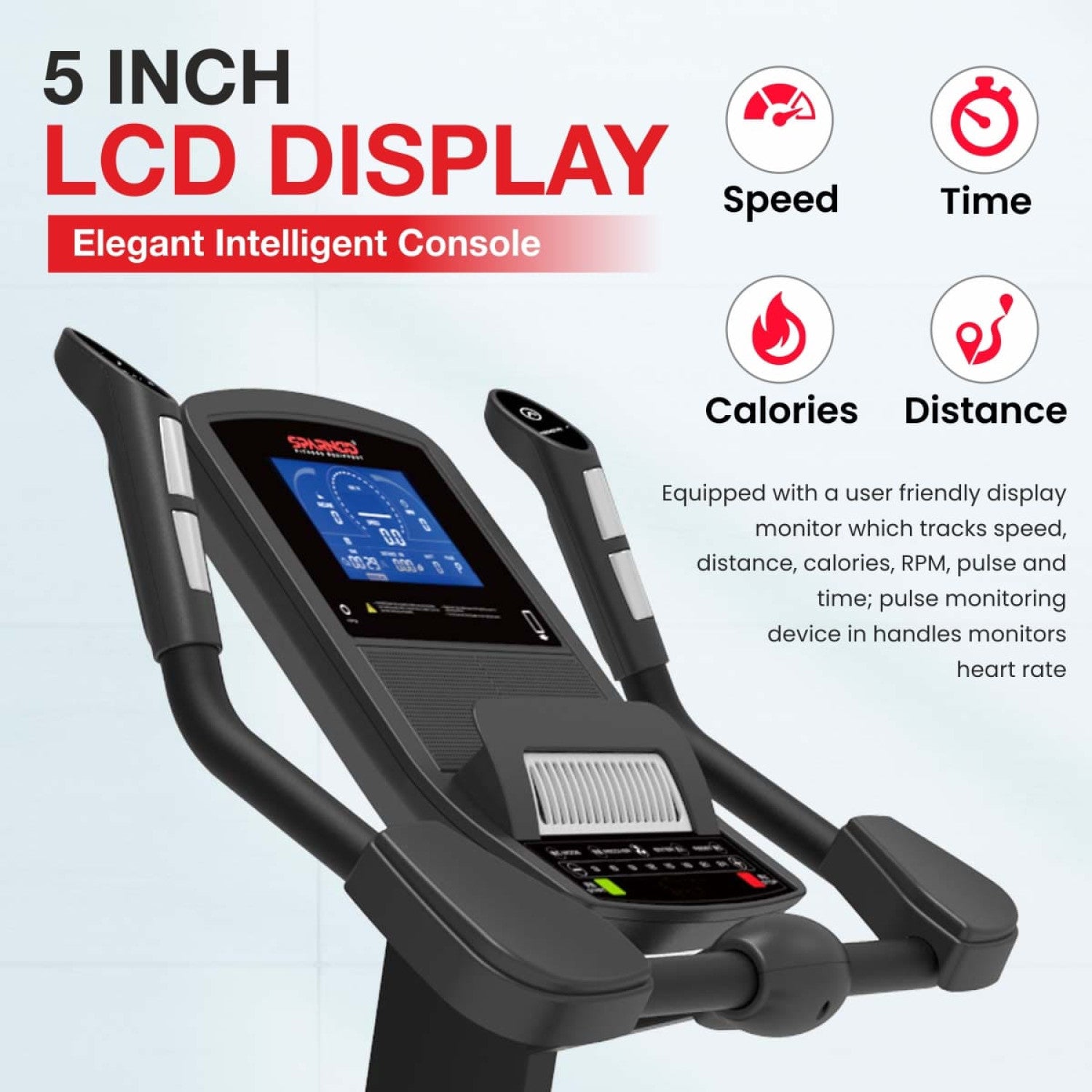 Commercial Upright Bike SUB-540 Self-Generator Electromagnetic 24 Resistance Levels 150KG 7" LCD 12 Programs Built-In Speakers USB - View 4