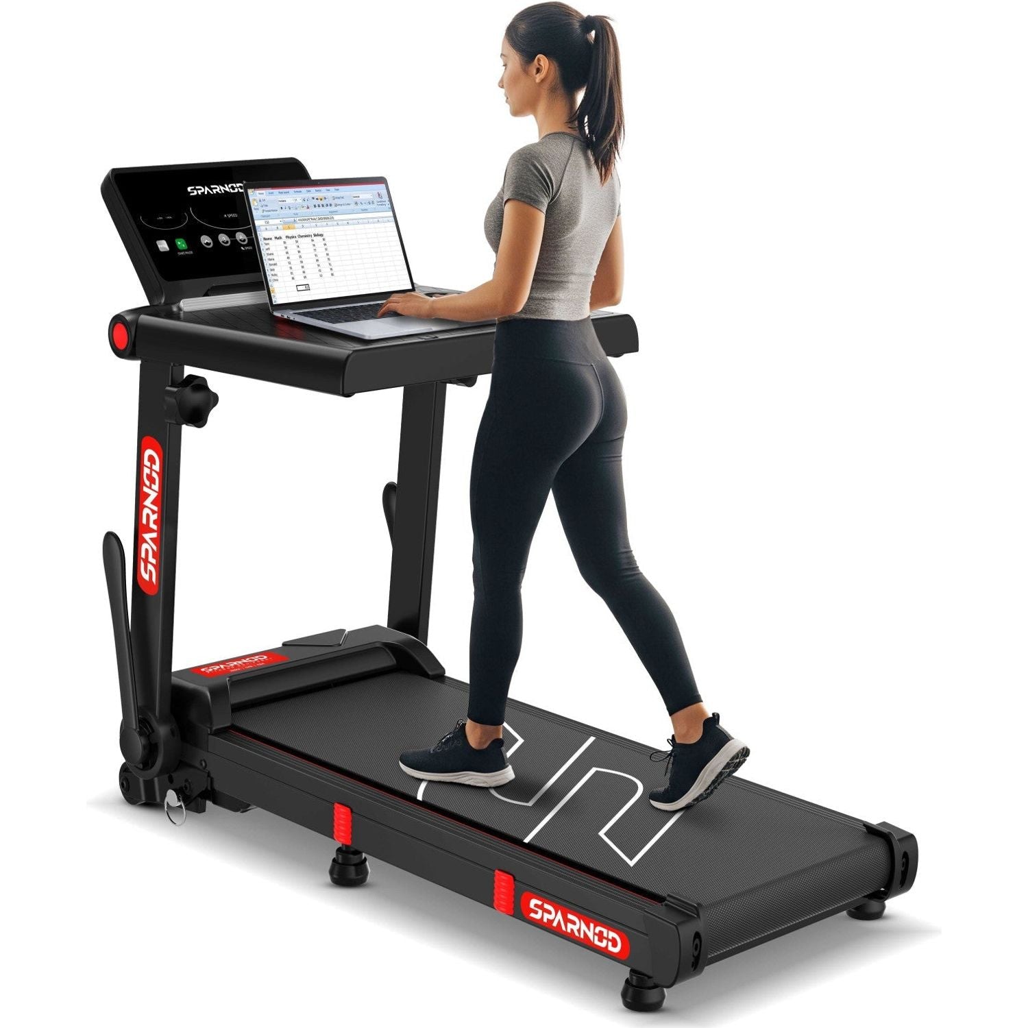 Desk Treadmill STH-3085 4HP DC Motor, 1-12km/h, Detachable Laptop Desk, 2-Level Incline, Heart Rate, Foldable, 100KG Capacity