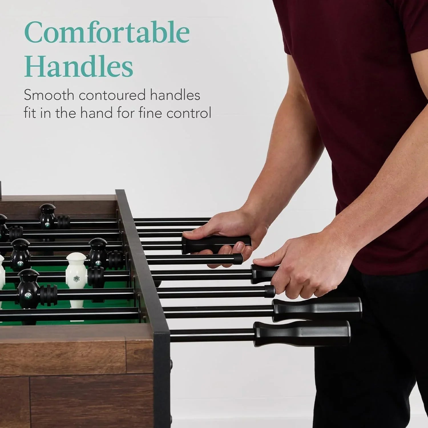 Foosball Table 54 Inch Regulation Size, Wood Frame, Chrome Steel Rods, 2 Balls and 2 Cup Holders for Home and Game Room - View 6