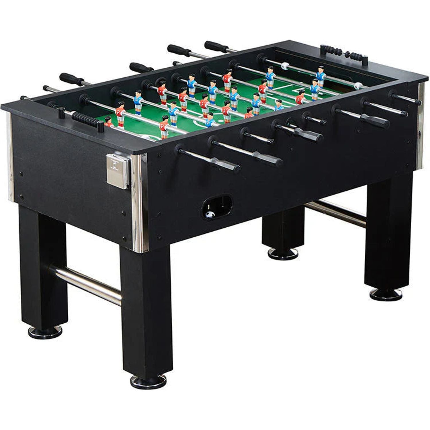 Foosball Table 55 Inch Full Size Soccer Game Table for Adults, Home and Office, Black Chrome, 50KG, ABS Players, 2 Balls Included
