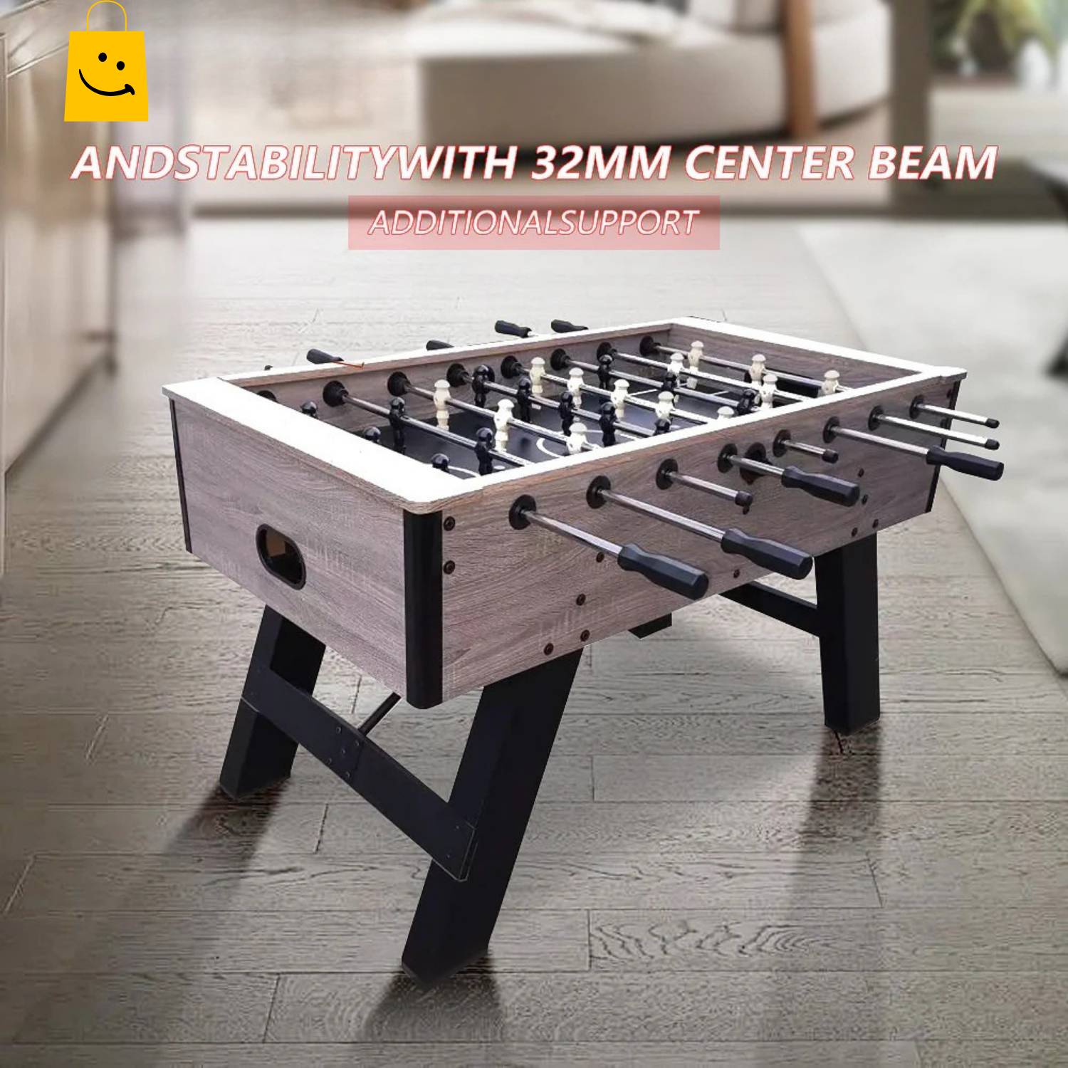 Foosball Table DGMT-7010 55 Inch Adult Size Wood Soccer Game Table, 26 Players, Metal Rods, Rubber Handles, 2 Balls - View 2