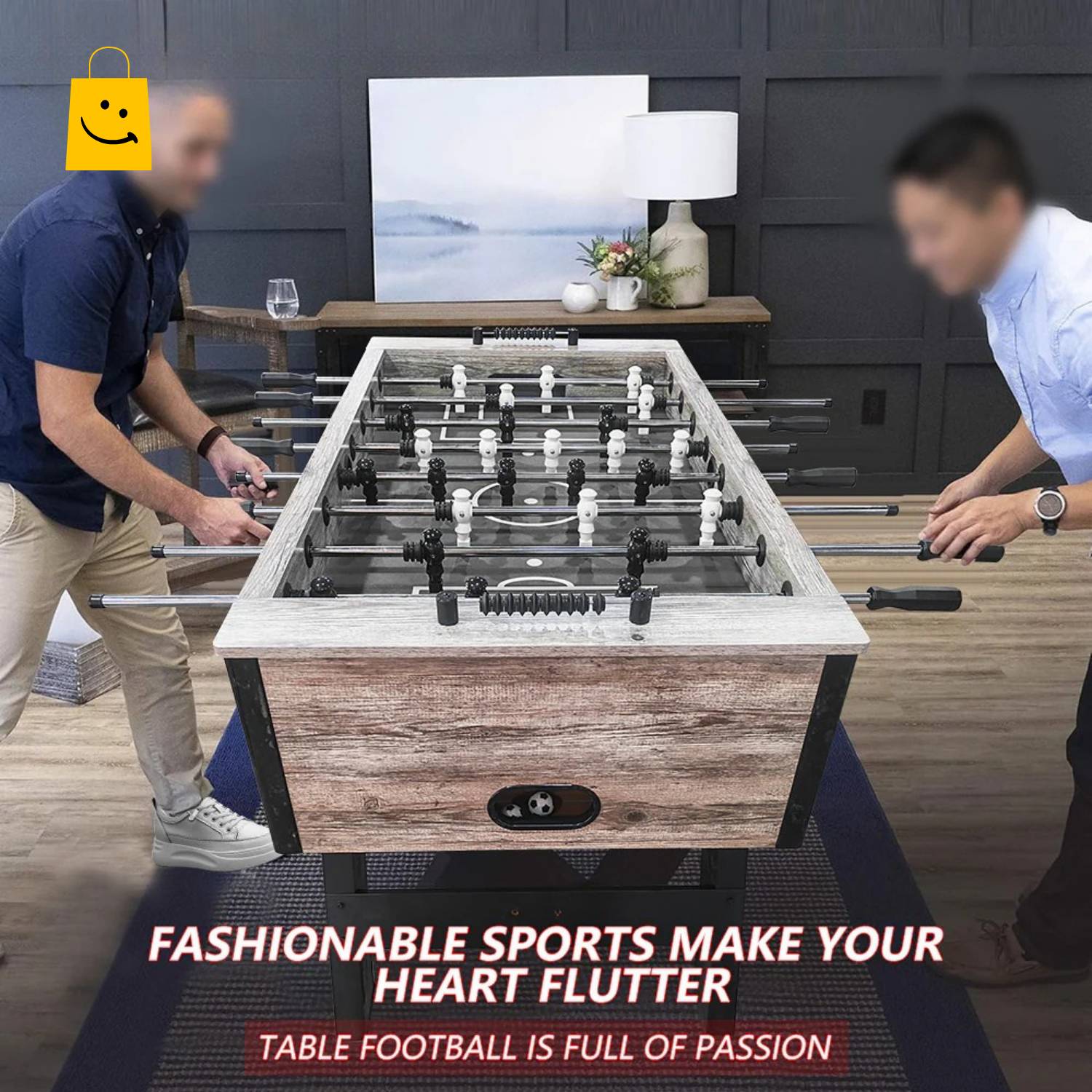 Foosball Table DGMT-7010 55 Inch Adult Size Wood Soccer Game Table, 26 Players, Metal Rods, Rubber Handles, 2 Balls - View 3
