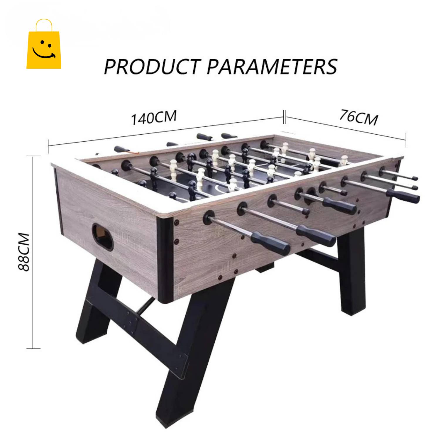 Foosball Table DGMT-7010 55 Inch Adult Size Wood Soccer Game Table, 26 Players, Metal Rods, Rubber Handles, 2 Balls - View 7