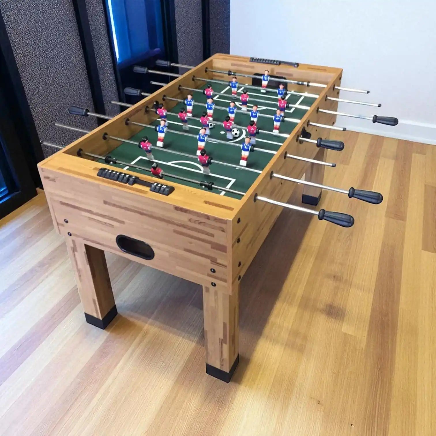 Foosball Table Maracana Wood-Effect MDF 40KG 7mm Steel Rods Anti-Slip Handles Adjustable Feet 2 Balls Included - View 2