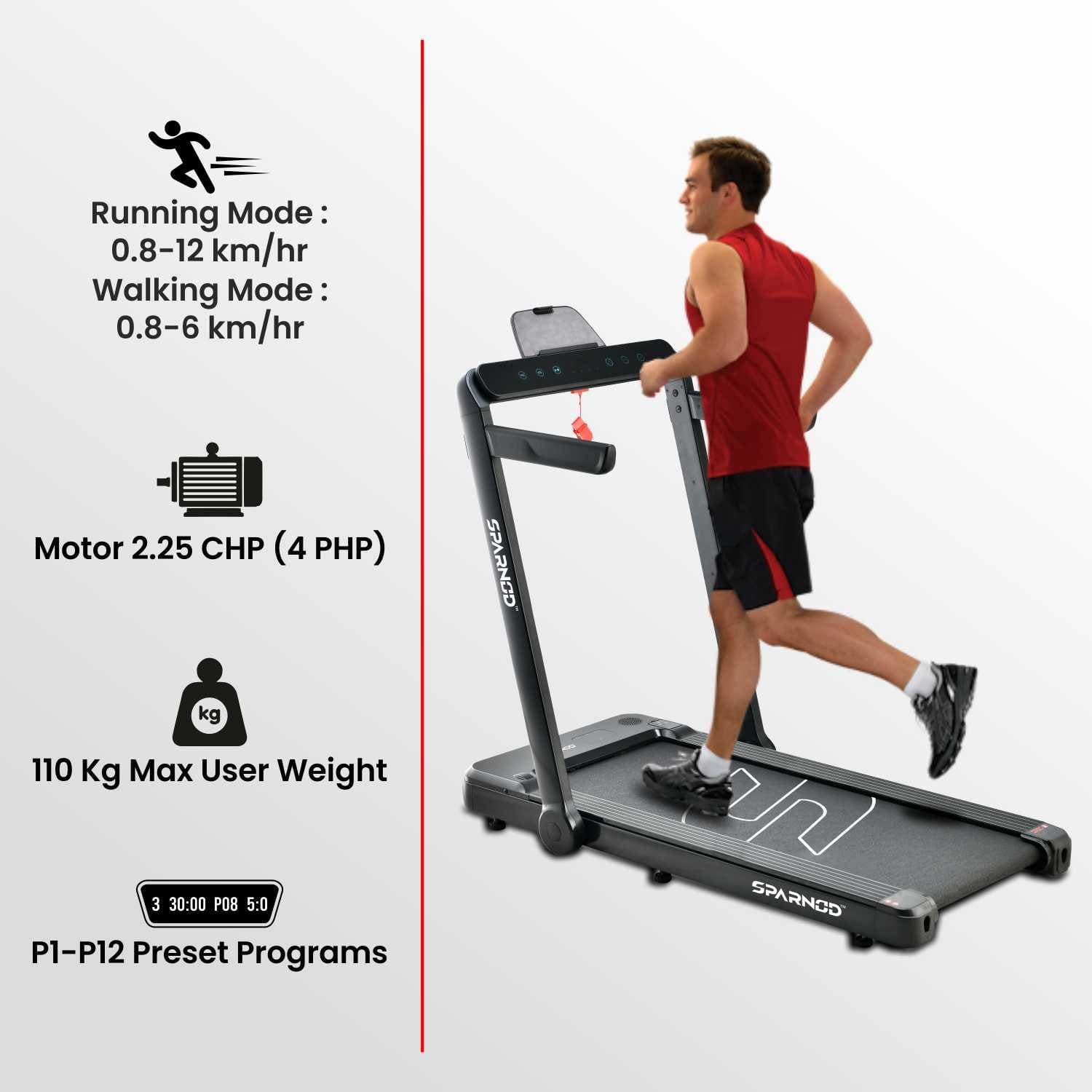 Home Treadmill STH-3060 4HP DC Motor, 2-in-1 Foldable Walking Pad, 0.8-12km/h, Bluetooth, LED Display, 110KG, Pre-Installed - View 8