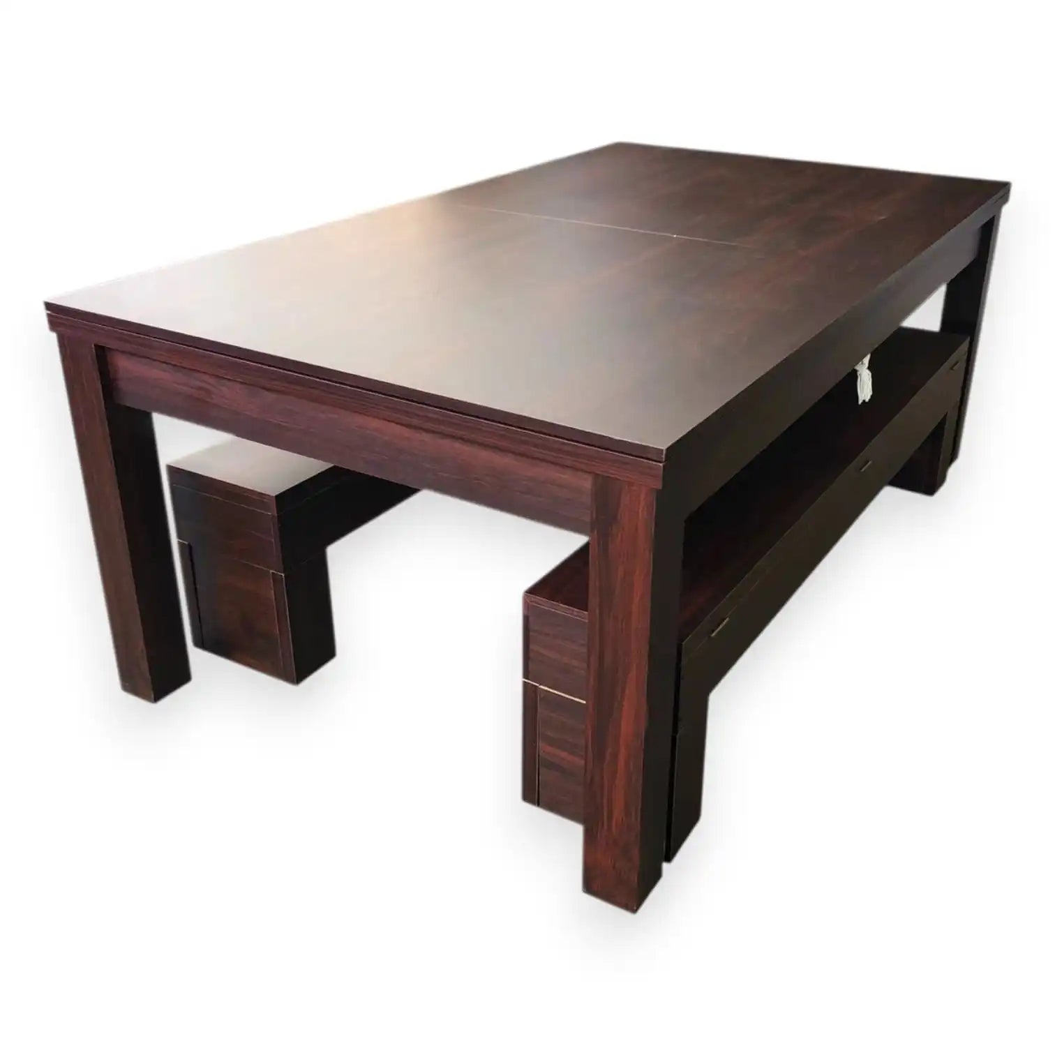 Pool Dining Table 7FT Convertible Billiards and Dining with 2 Storage Benches MDF 145kg Retractable Pockets Full Set - View 5