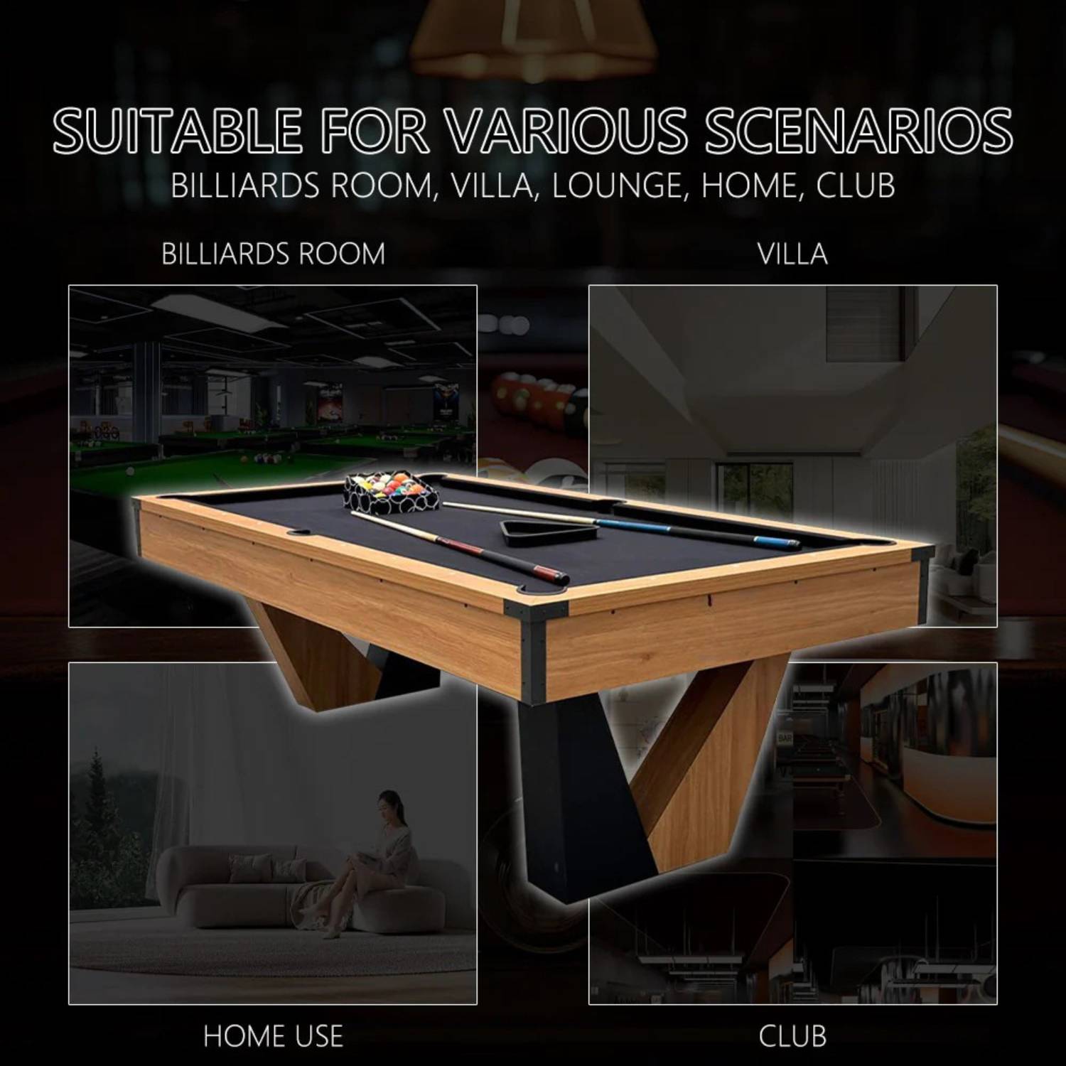 Pool Table 7FT 3 in 1 Billiards Table by UAE Stall - MDF Board, Velvet Cloth, Auto Ball Return, Converts to Dining and Tennis Table - View 9
