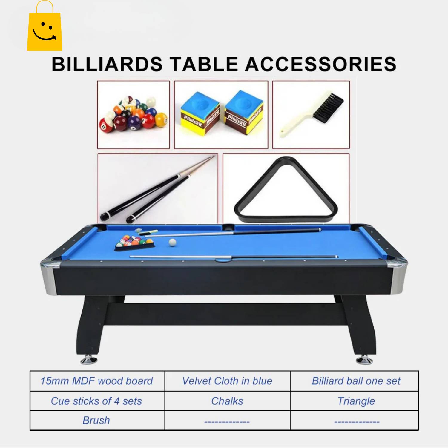 Pool Table 7FT Auto Ball Return by UAE Stall - 15mm MDF, Blue Velvet, Complete Accessory Set, Fast Leg-Only Setup - View 5