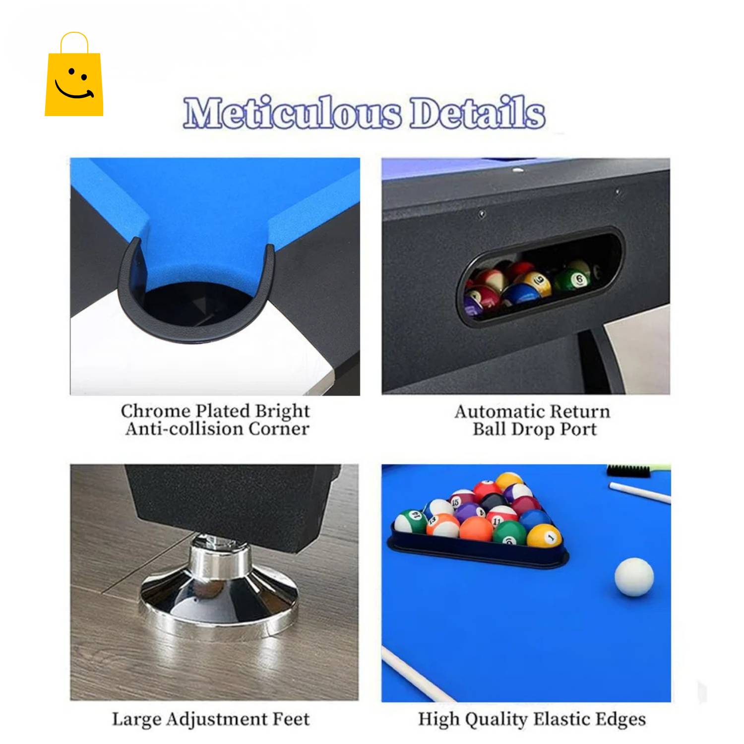 Pool Table 7FT Auto Ball Return by UAE Stall - 15mm MDF, Blue Velvet, Complete Accessory Set, Fast Leg-Only Setup - View 6