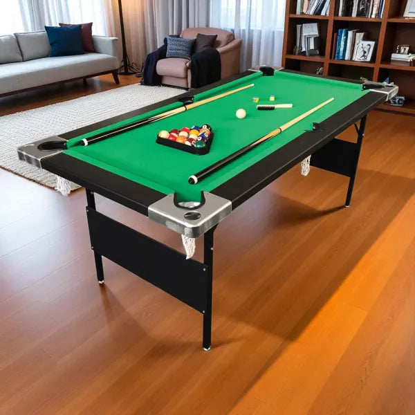 Pool Table Aladin 6FT Folding Billiards Table with Green Cloth, Foldable Legs and Full Accessory Set - View 2