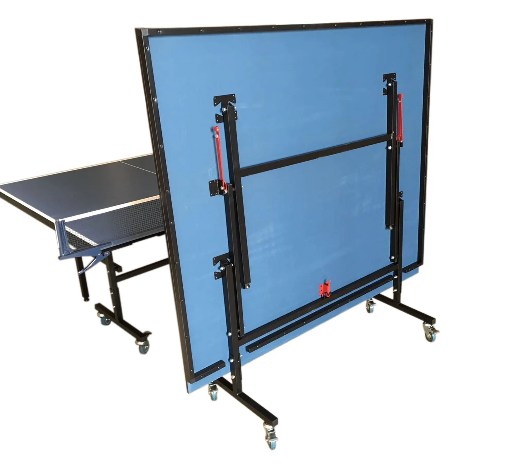 Professional Table Tennis Table Roby - Tournament Size 274x152cm, Foldable, Anti-Glare Blue Surface, Playback Position, Safety Wheels - View 5