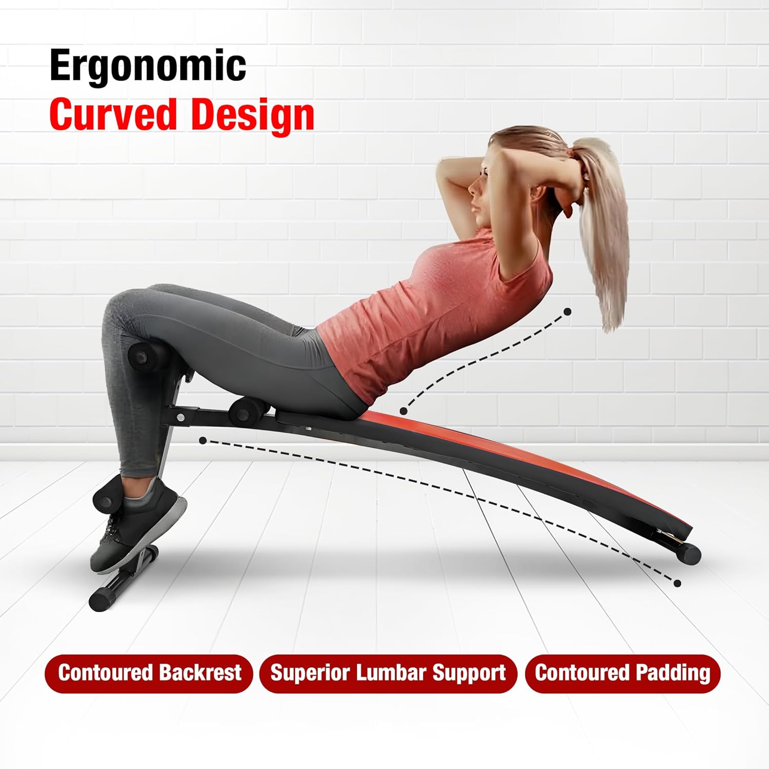 Sit Up Bench | Foldable Adjustable Ab Bench | 4 Positions | PU Padded | Anti-Slip | Home Gym Core Trainer - View 5
