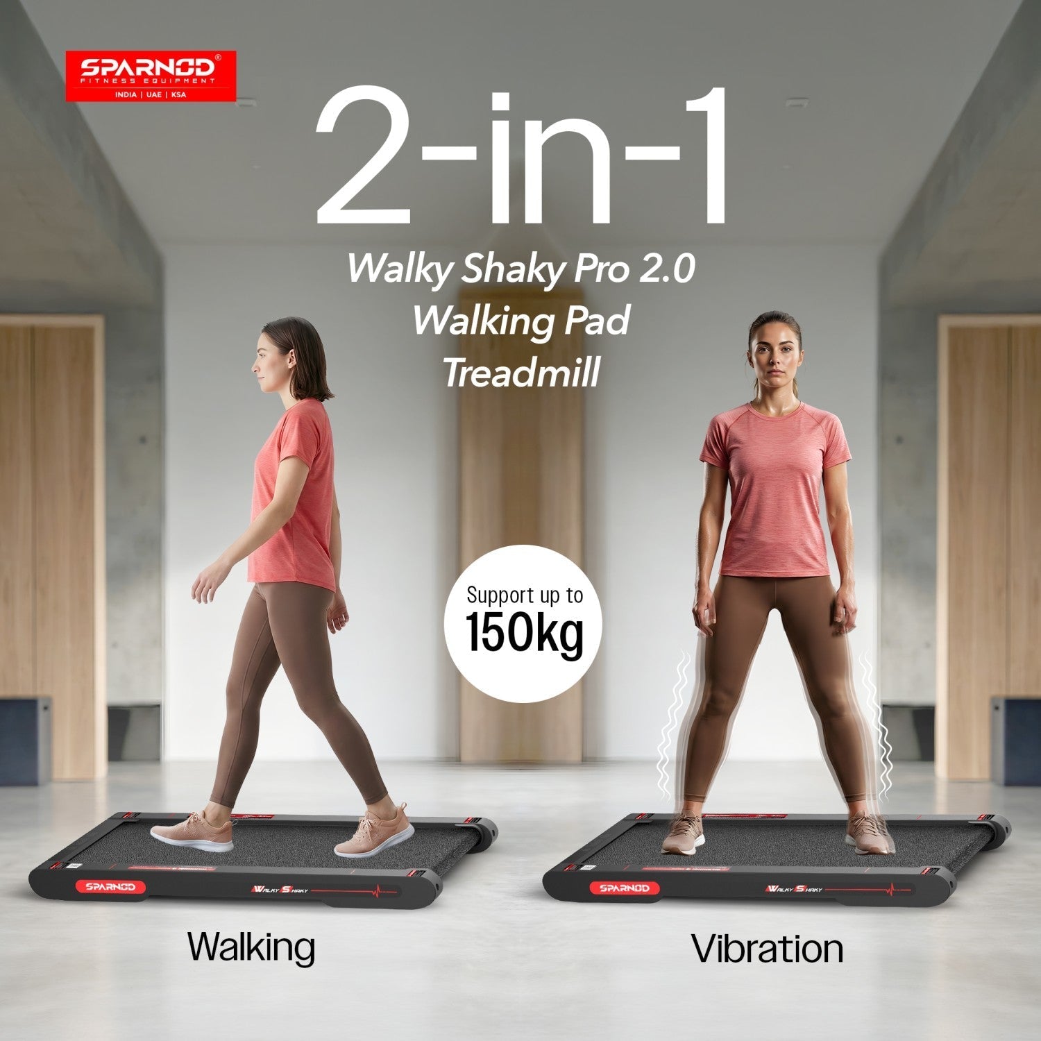 Treadmill WalkyShaky 2.0 PRO 3HP Servo Motor 0.3-6KM/H 150KG 10% Incline 420x1050mm Surface Remote Control No Assembly - View 3