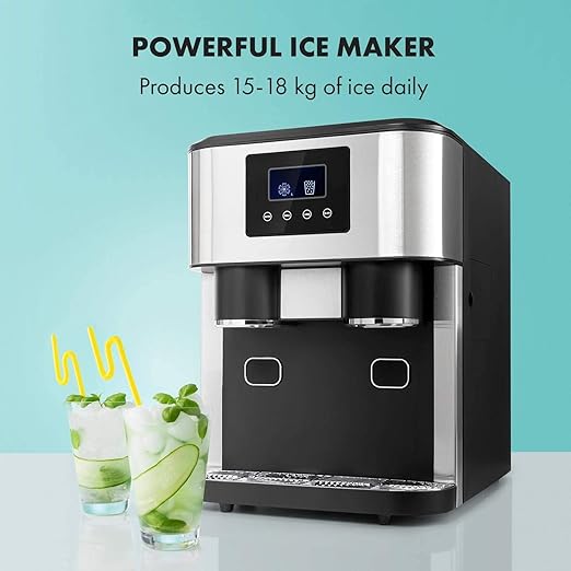 Ice Maker, 3-in-1: Ice Cubes, Crushed Ice, Cold Water, 15-18kg/24h, LCD Display, 1.8L Tank