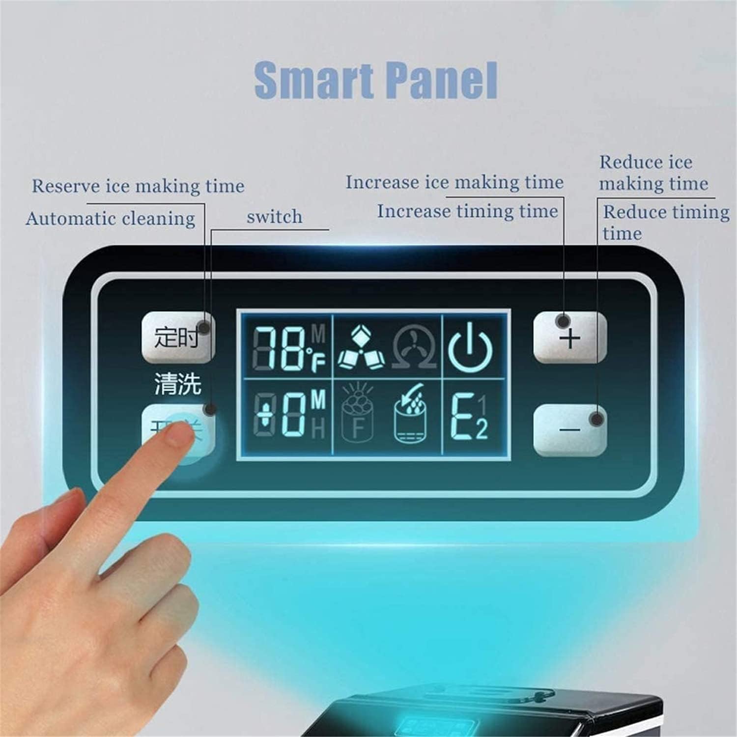 UAE Stall Household Ice Maker Machine for Countertop 55 lbs Ice Cube in 24H 9 Ice Cubes Ready in 12-20 Minutes
