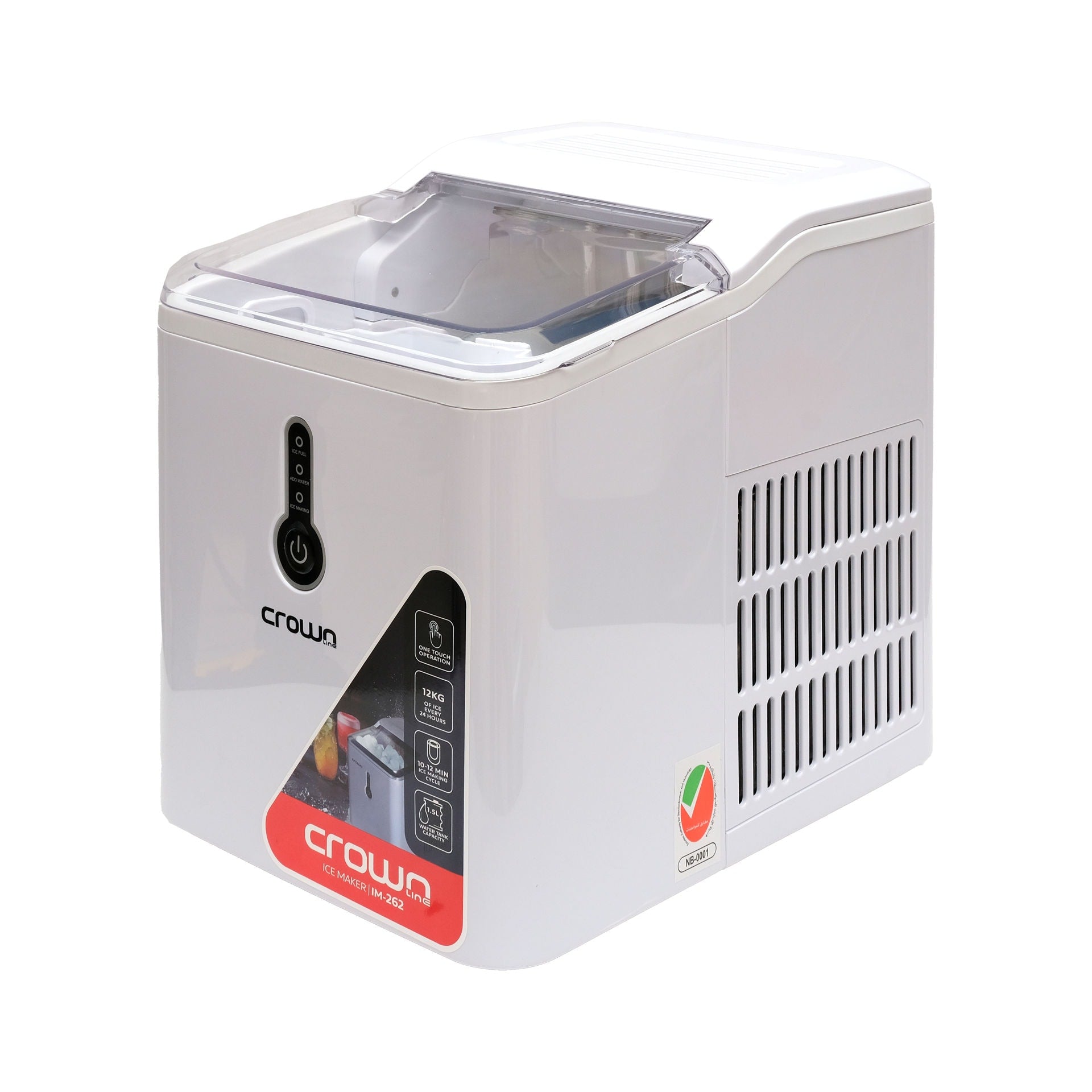 Crown Line Counter Top Ice Maker, 1.5L, White 
