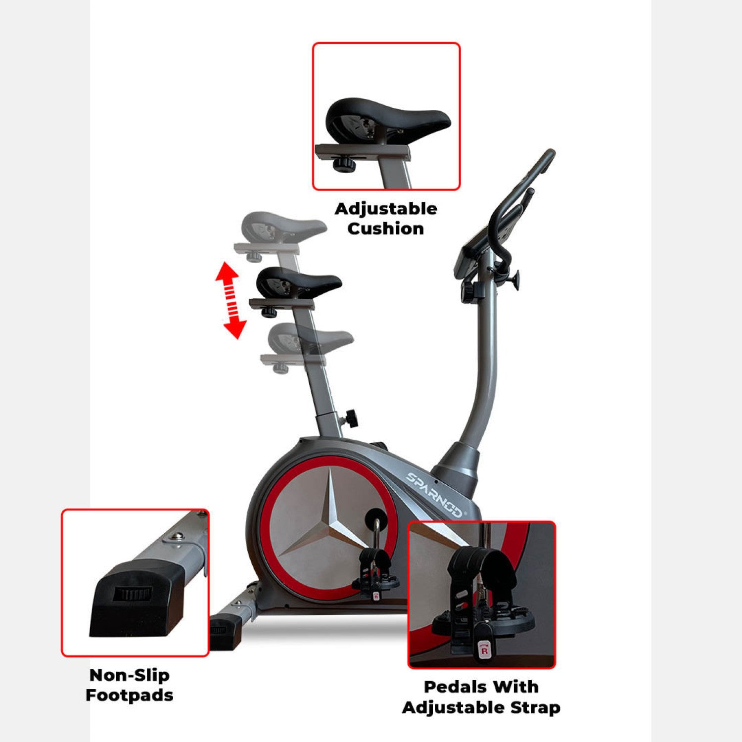 Upright Bike 9KG Flywheel 8-Level Magnetic Resistance 130KG Capacity Digital Monitor Home Gym Indoor Cycling Bike - View 3