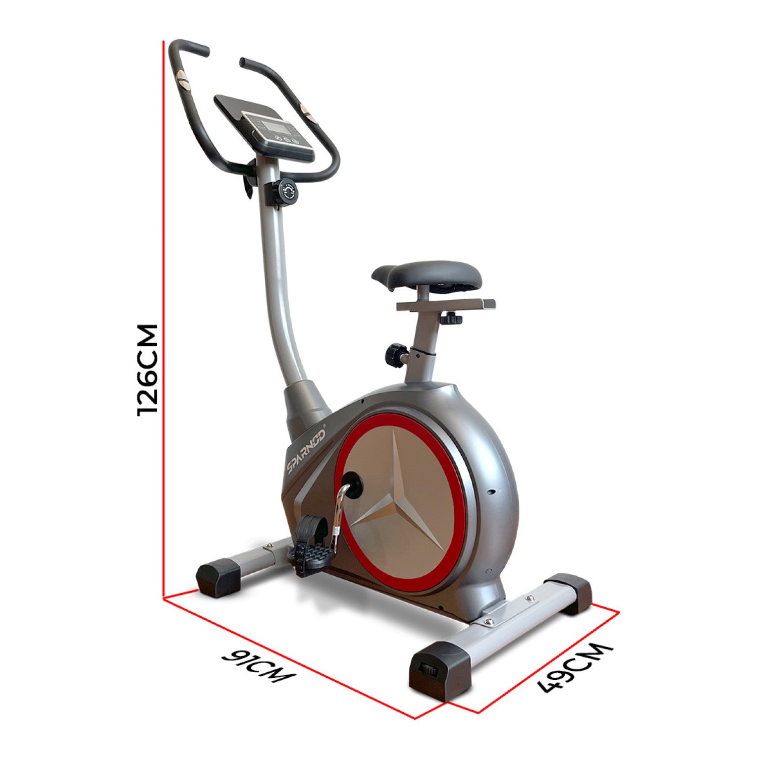 Upright Bike 9KG Flywheel 8-Level Magnetic Resistance 130KG Capacity Digital Monitor Home Gym Indoor Cycling Bike - View 5