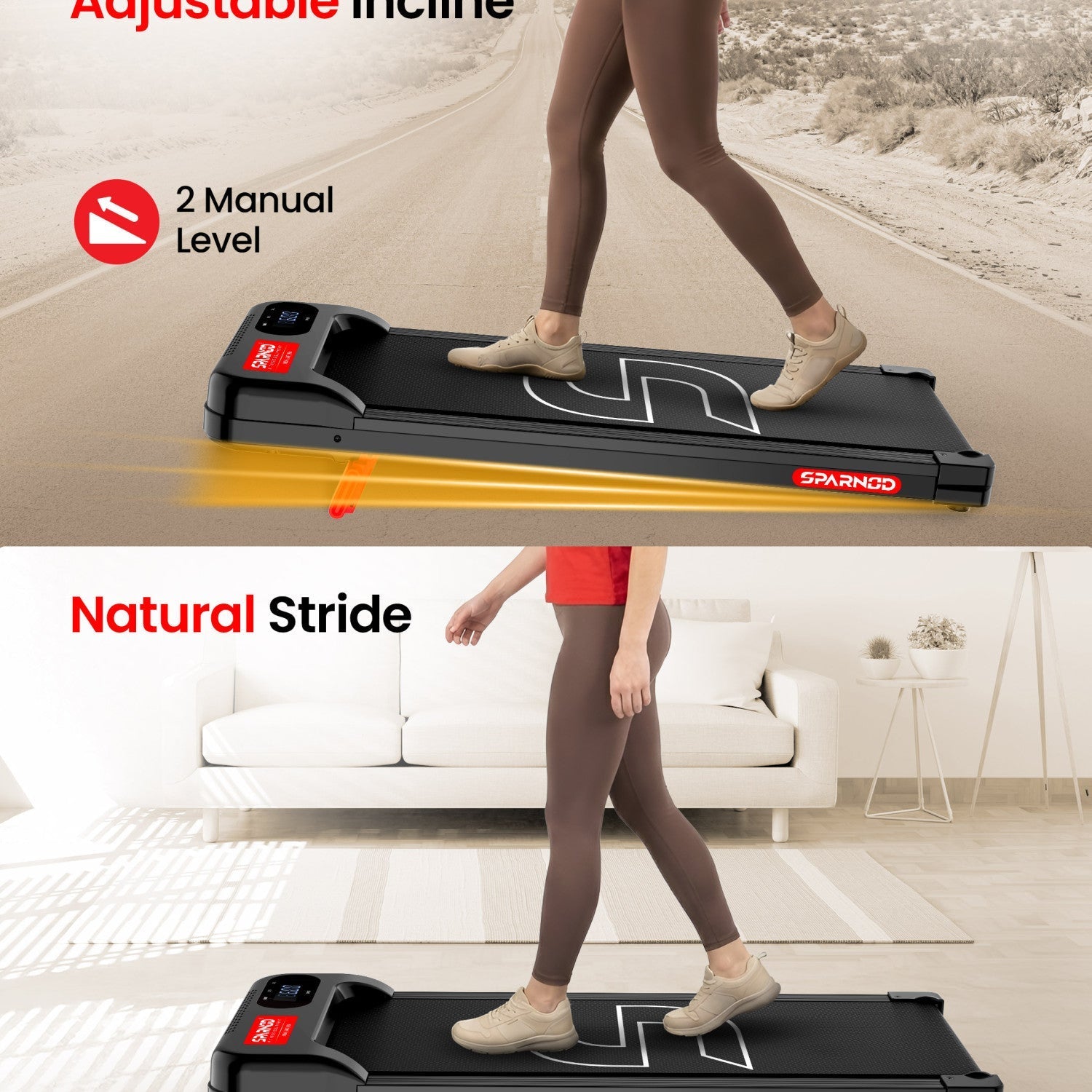 Walking Pad STH-3001 Home Treadmill 2.5HP DC Motor 1-6km/h No Assembly Deck Shock Absorption LED Display 90KG Capacity Black - View 3
