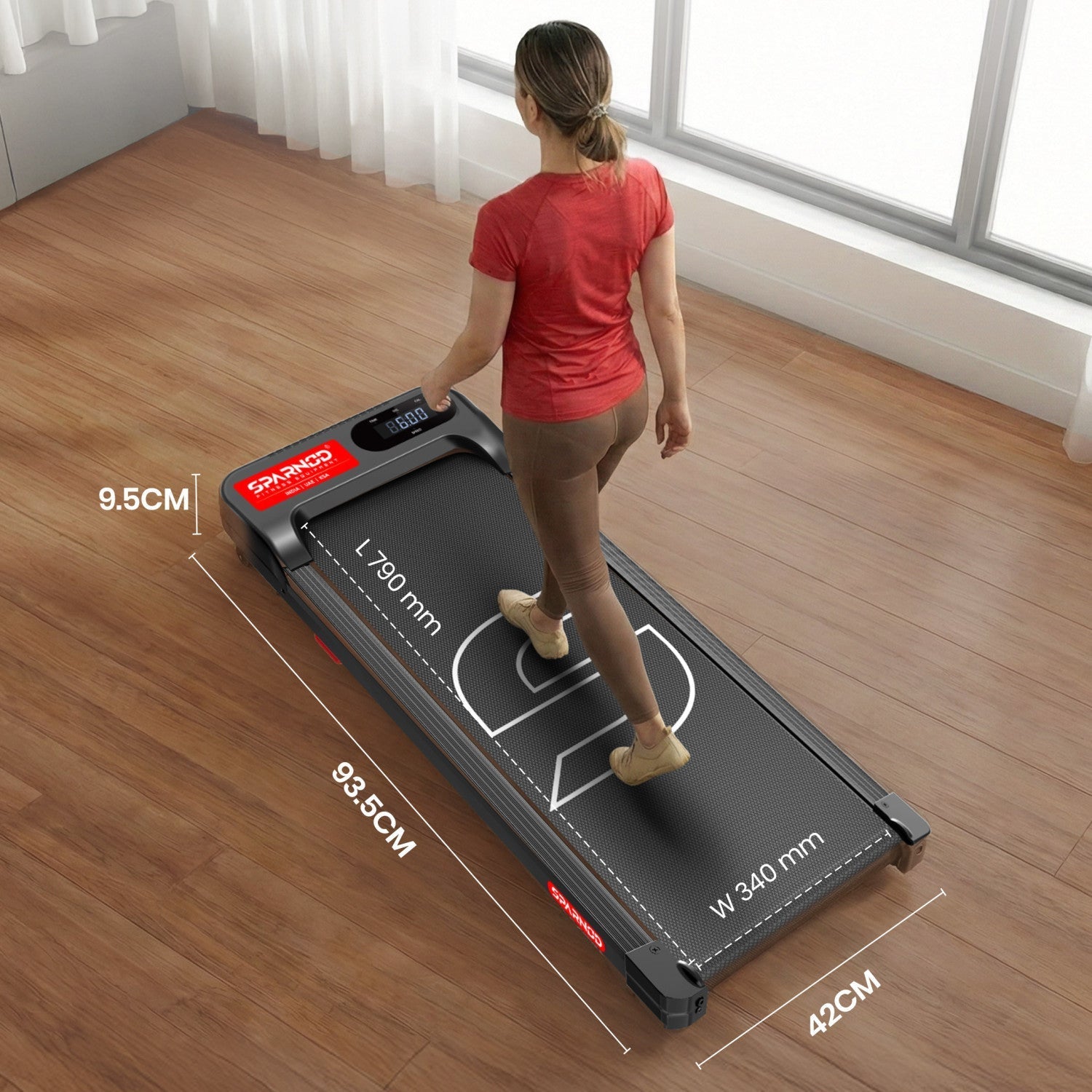 Walking Pad STH-3001 Home Treadmill 2.5HP DC Motor 1-6km/h No Assembly Deck Shock Absorption LED Display 90KG Capacity Black - View 4