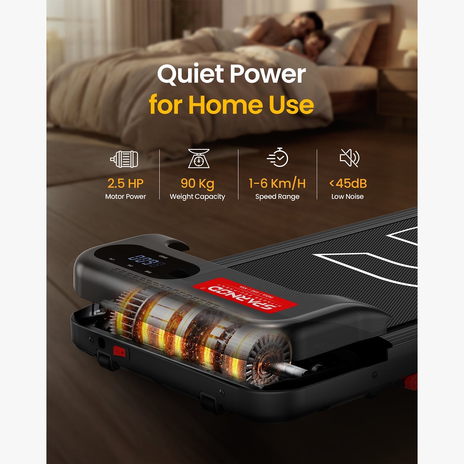 Walking Pad STH-3001 Home Treadmill 2.5HP DC Motor 1-6km/h No Assembly Deck Shock Absorption LED Display 90KG Capacity Black - View 6