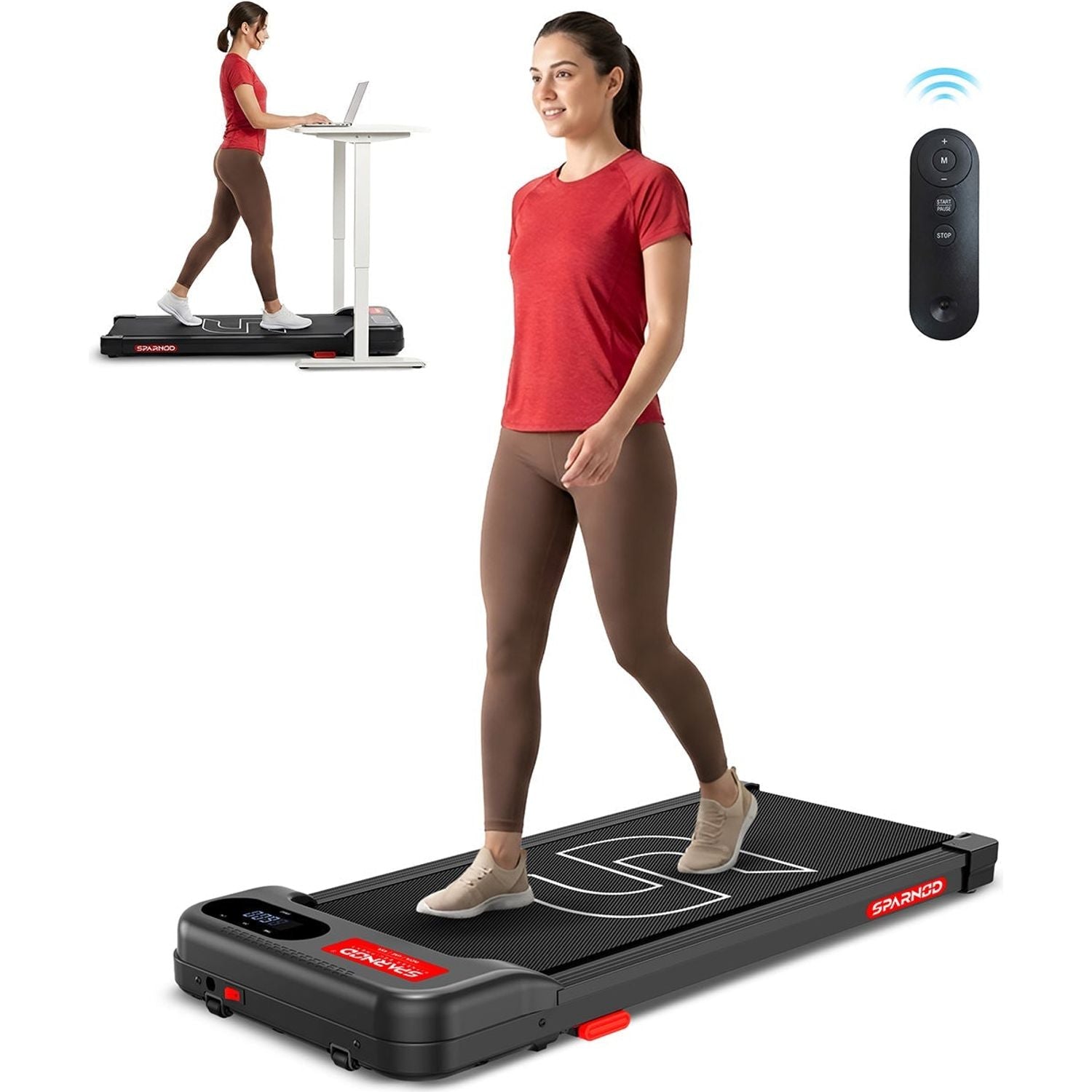 Walking Pad STH-3001 Home Treadmill 2.5HP DC Motor 1-6km/h No Assembly Deck Shock Absorption LED Display 90KG Capacity Black