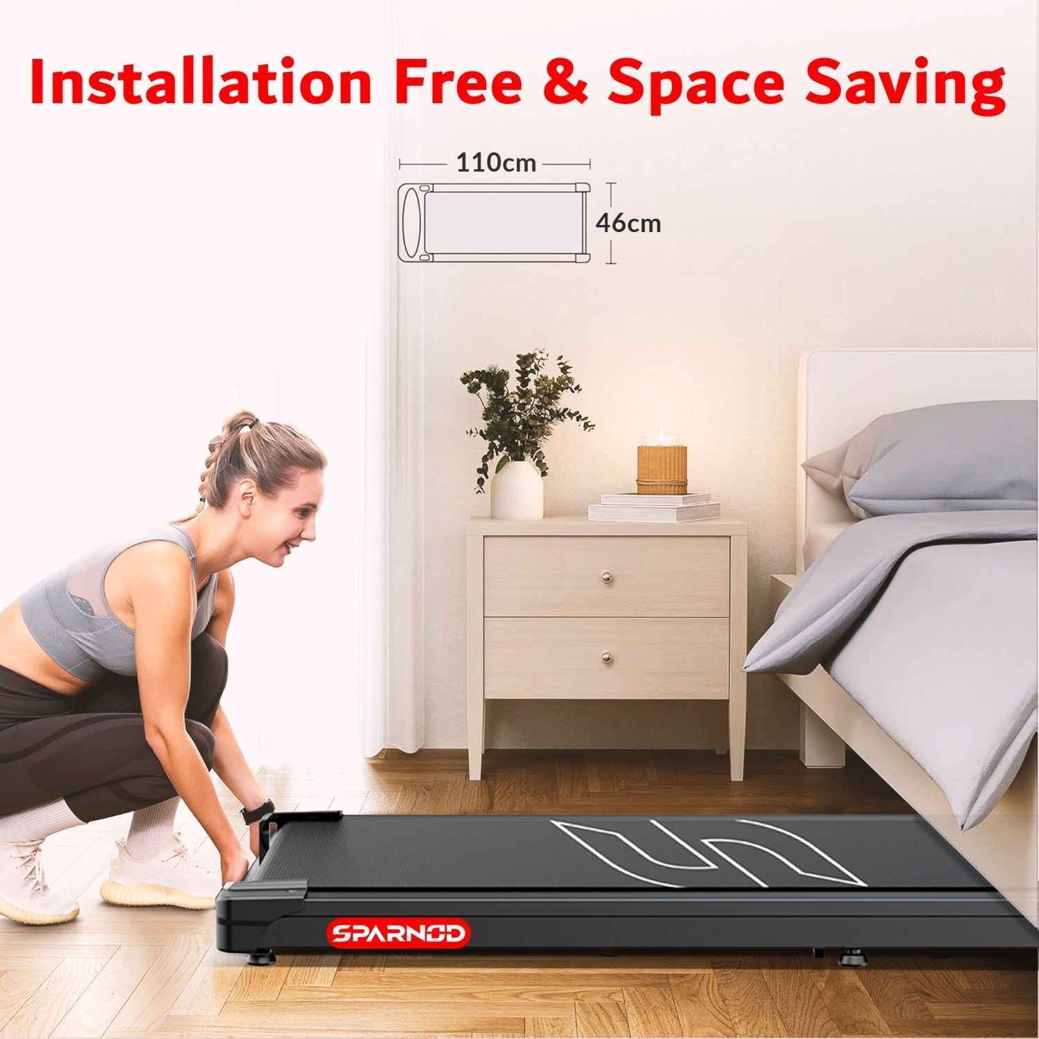 Walking Pad STH-3002 2.5HP DC Motor 1-6KM/H 100KG Manual Incline Deck Shock Absorption LED Display No Assembly Black - View 5