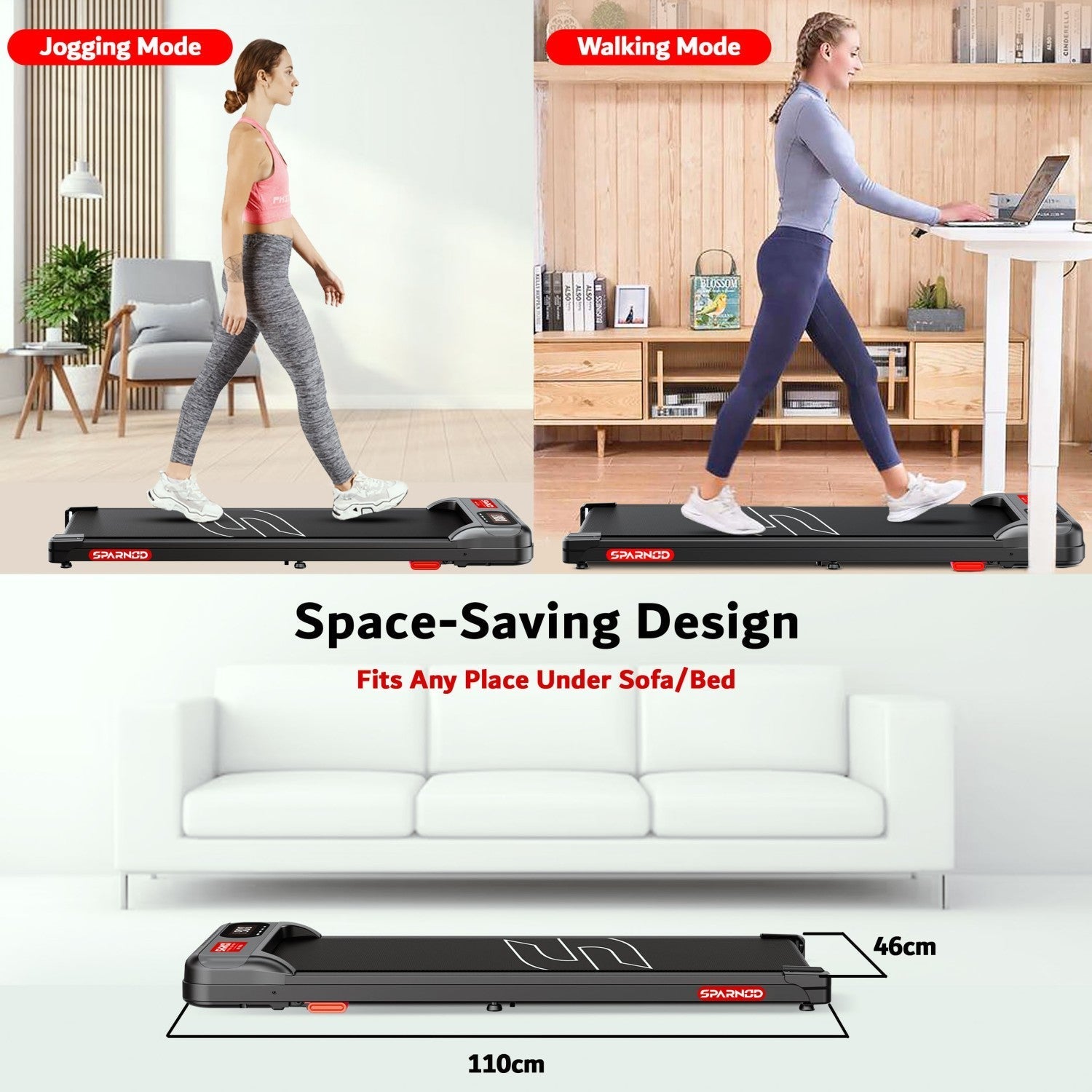 Walking Pad STH-3002 2.5HP DC Motor 1-6KM/H 100KG Manual Incline Deck Shock Absorption LED Display No Assembly Black - View 7