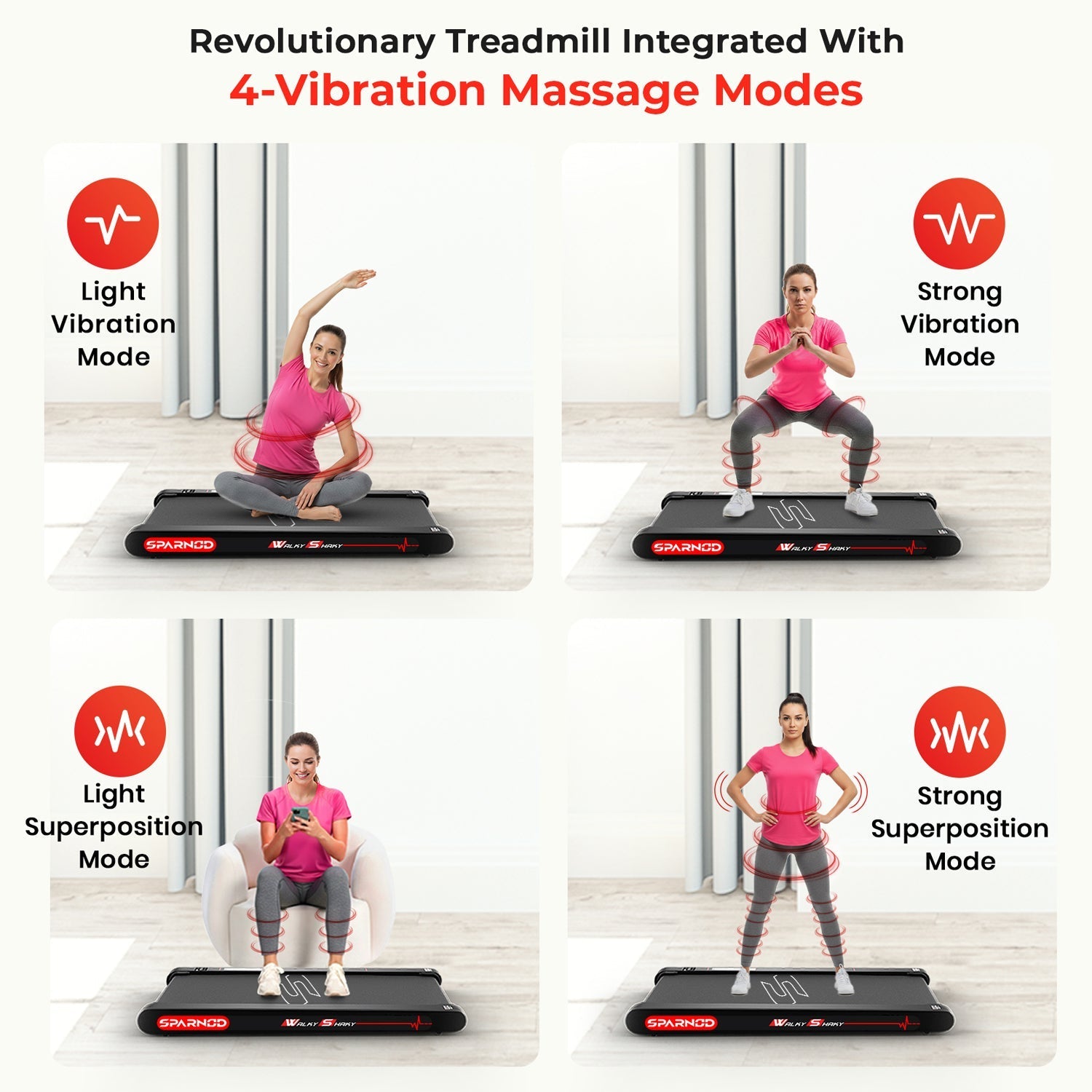 Walking Pad WalkyShaky 3-in-1 2.5HP Brushless Servo Motor 0.3-6KM/H Vibration Plate 120KG LED Display No Assembly - View 3