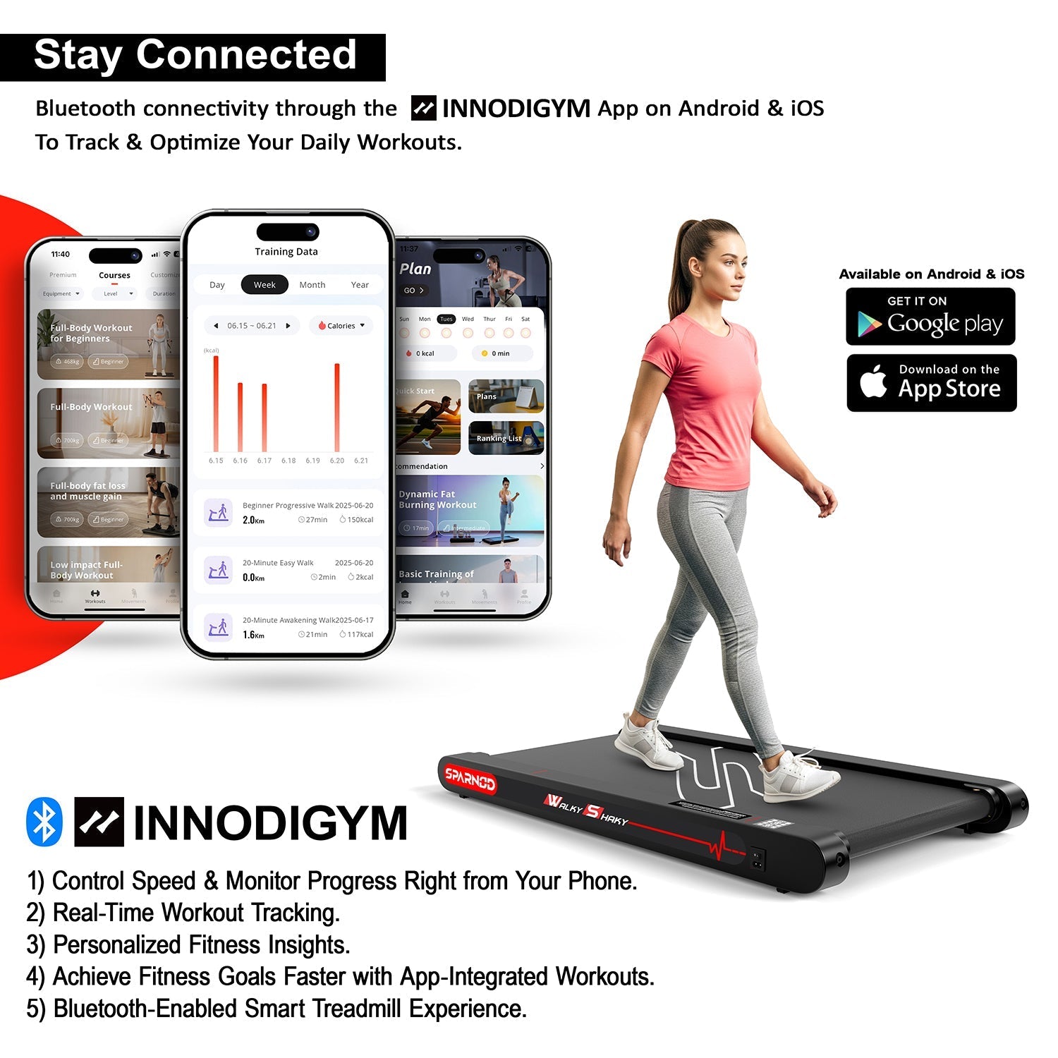 Walking Pad WalkyShaky 3-in-1 2.5HP Brushless Servo Motor 0.3-6KM/H Vibration Plate 120KG LED Display No Assembly - View 4