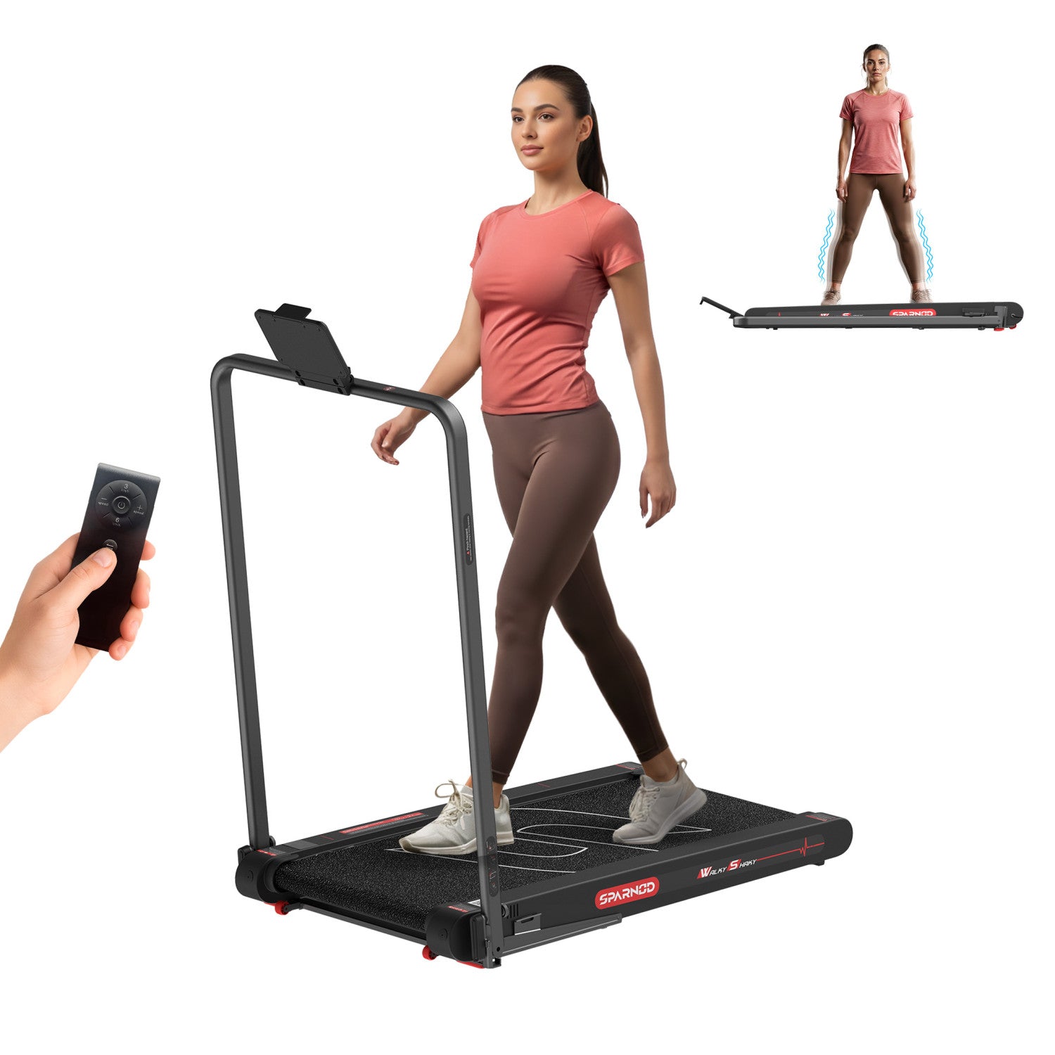 Walking Pad WalkyShaky Plus 3HP Foldable Treadmill 0.3-6KM/H 150KG 4 Vibration Modes Remote Tablet Holder No Assembly - View 2